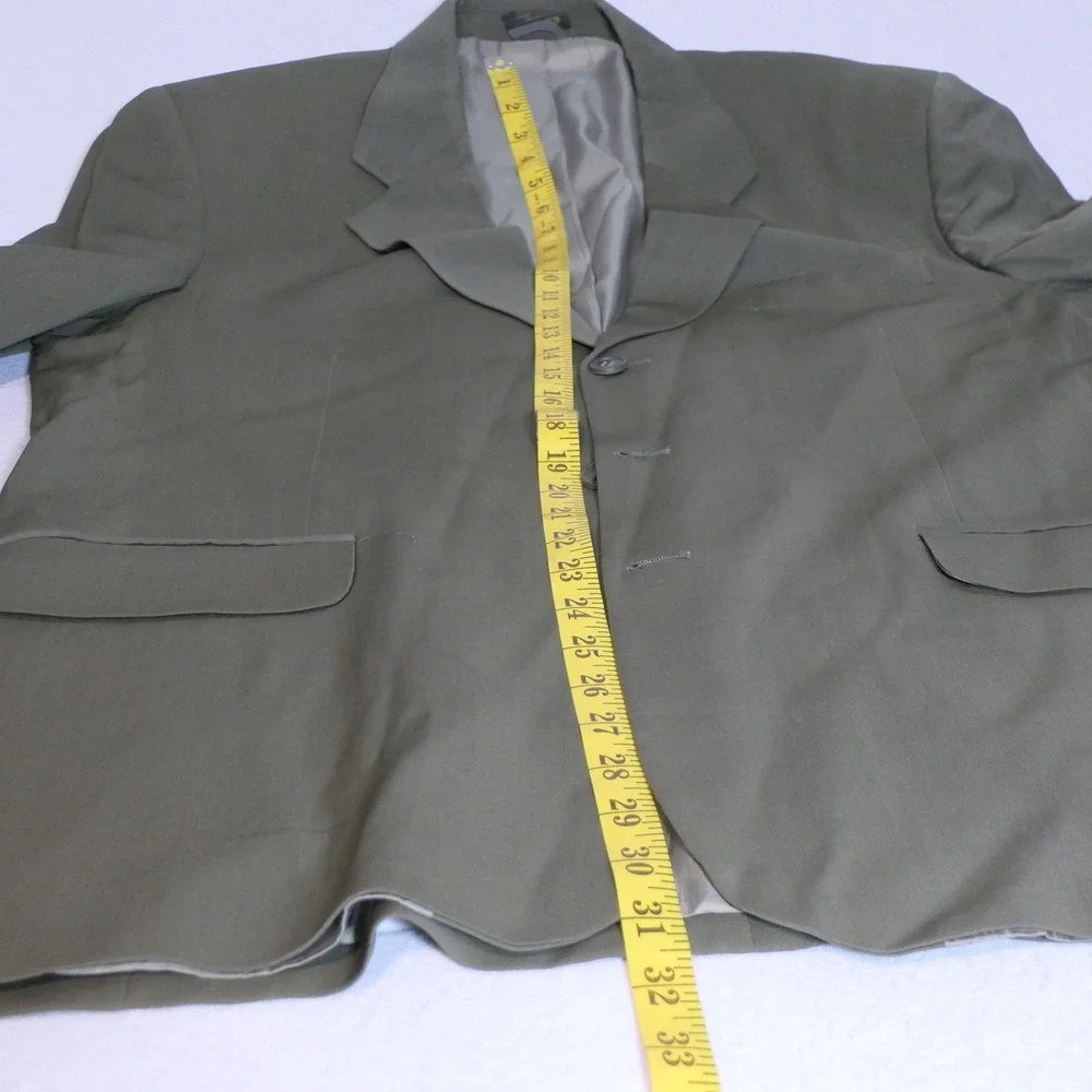 Oleg Cassini Mens Suit 43R Olive Green Wool Pleated Pants Dark Academia Earthy